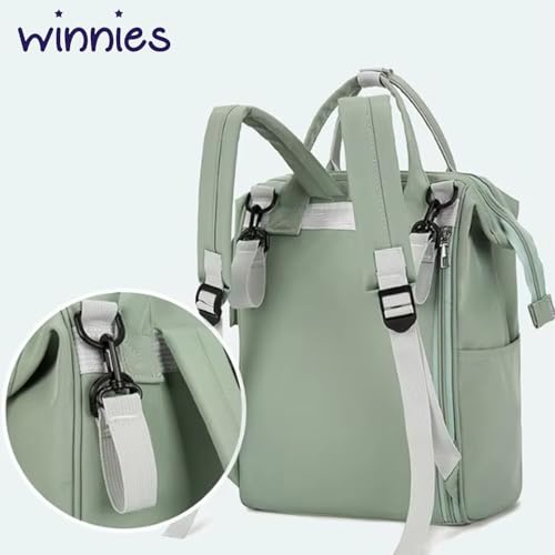 Image of Winnies Diaper Bag Backpack for Moms Multi-Functional Maternity Nappy Bags with Insulated Bottle Holders, Wide-Open Main Compartment & Multiple Pockets