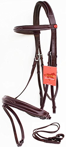 Challenger Tack Horse English Bridle Padded Leather COB Raised Adjustable Flash Reins 803442MGC
