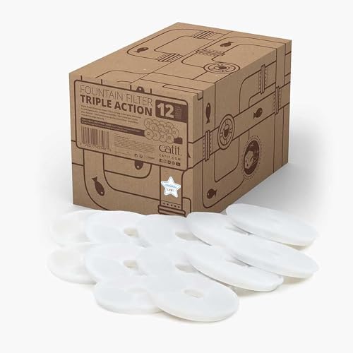 Catit Triple Action Filter, 3fach wirksamer Ersatzfilter, Trinkbrunnenfilter, 12er Pack