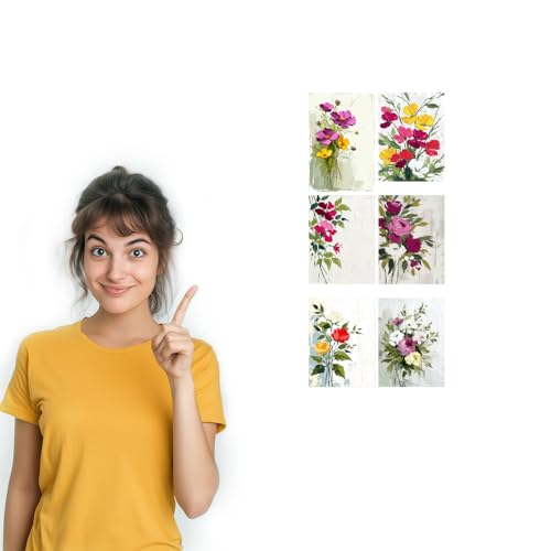 Image of SiddArtify Floral Wall Art Prints Set - Textured Flower Poster for Living Room Bedroom Office Decor - Set of 2-4x6 Inch - Board (Pack of 6) - Sticker (Pack of 6)