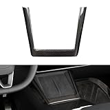JSWAN Dry Carbon Fiber Center Console Frame Trim Fit for Tesla New Refreshed Model 3 Highland Performance (2024 up) Wireless Charging Cover Shift Panel Side Trims (Gloss Twill Weave)
