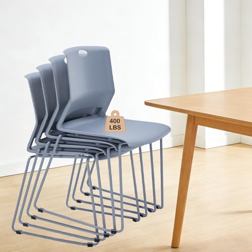 S Set Of 4, Modern Metal Sled Base Stacking Office Chairs With Wide Plastic Seat For Break Room Waiting Room Conference Church Banquet Lobby