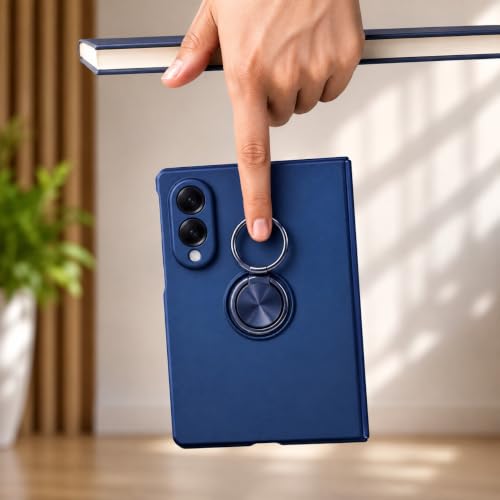 Image of amazon basics for Samsung Galaxy Z Fold 8 5G Case with Magnetic Ring Holder, 360 Rotating Bracket, Hinge Protection Slim Anti-Drop Shockproof Case (Blue)