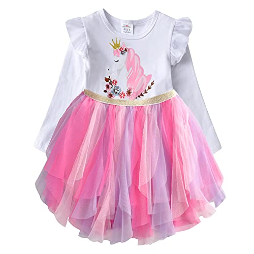 VIKITA Girls Dresses Winter Long Sleeve Party Tutu Dresses for Girls 3-12 Years