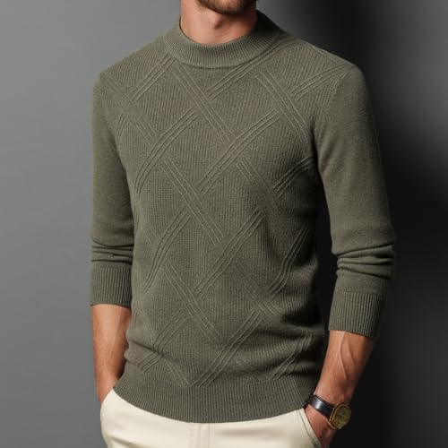 Winter Men's Long-Sleeve 100% Wool Fisherman Cable Crewneck Warm Sweater4