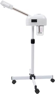 Professional Face Steamer with Rollers, 750W Facial Steamer with Nano Nebulization and Height Adjustment, Cosmetic Studio Evaporator Pore Cleaner Steamer with 600ml Tank, White
