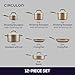 Circulon Premier Professional Hard Anodized Nonstick Cookware Induction Pots and Pans Set, 12 Piece, Bronze