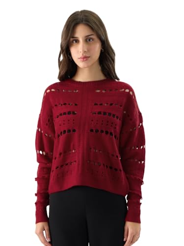 Image of The Souled Store Solid Women's Oversized Knit Sweaters Ladies' Baggy Loose Fit Pullover for Women Relaxed Slouchy Extra