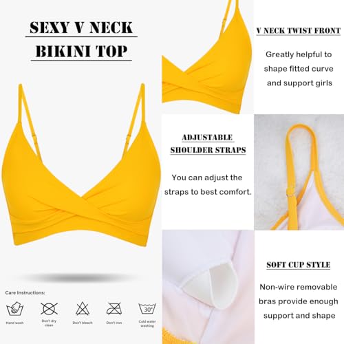 Image of Amy Babe Women's High Waisted Bikini Sets Push Up Twist Front Spaghetti Straps Ruched Two Piece Swimsuit Bathing Suit