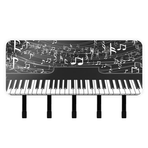 Lyeorm Piano Keyboard Key Holder for Wall Mail Organizer Wall Mount with 5 Hooks Acrylic Key Rack for Entryway Kitchen Home Decor