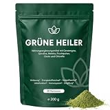 Grüne Entgiftungspulver, 200g Grüner Pulver Helfer, Superfood Pulver Helfer Pflanzenpulver mit Matcha, Gerstengras, Spirulina & Heidelbeeren