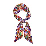 Chguyon World Flags Head Scarf Women'S Fashion Neck Satin Scarfs For Bag Long Thin Hair Scarves Gift