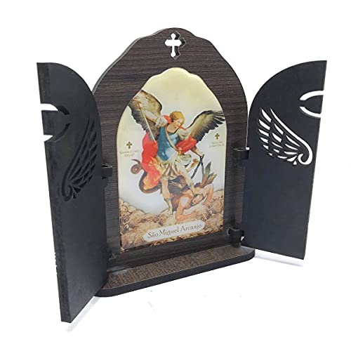 Capela Oração De Mesa São Miguel Arcanjo Mdf Com Porta Vazada