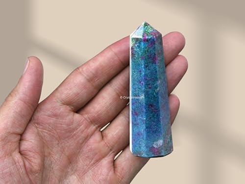 Image of Crystal Heaven Certified Ruby Kyanite Tower Obelisk Point For Chakra, Healing And Balancing - Aaa Grade Original Certified Gemstone Agate For Reiki Meditation Yoga Spiritual (2-3 Inches)