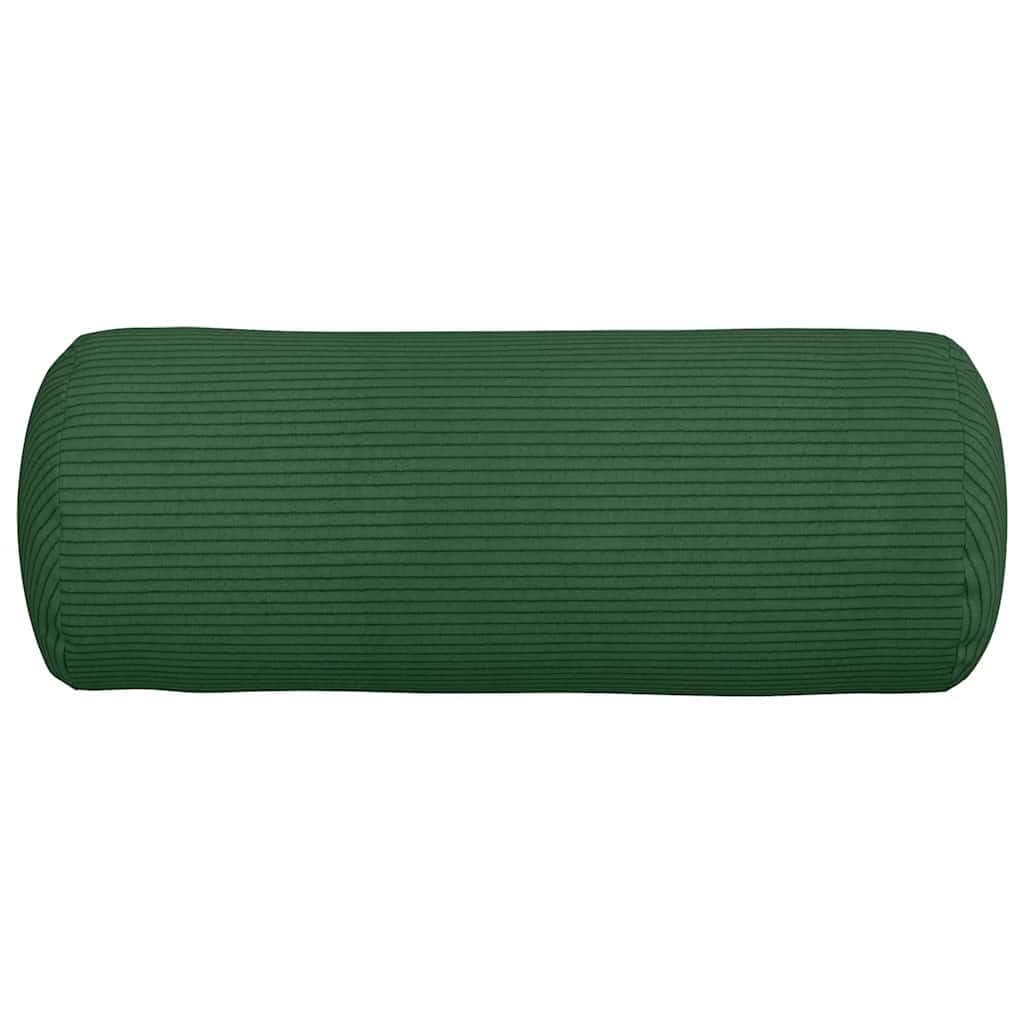 Poduszki bolster 2 sztuki, ciemnozielone, Ø 15 x 40 cm, tkanina sztruksowa, poduszka ozdobna na kanapę, sofę, łóżko, do domu, biura