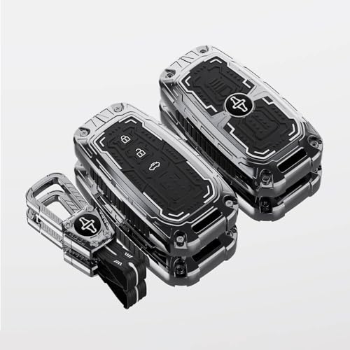 Image of Keyzone Iron Core Series Key Cover Compatible for Toyota Innova Crysta, Innova HyCross, Hilux 2 Button smart Key (Gunmetal)