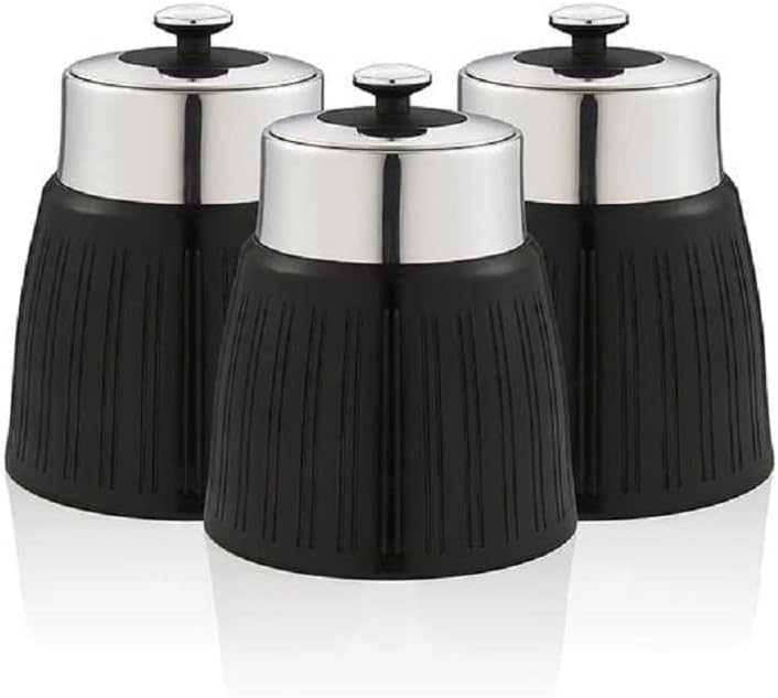 Swan Products Ltd Swan SWKA1024BN Retro Set of 3 Canisters, Black, One Size