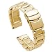 Juntan 18mm Stainless Steel Watch Band, Gold Brushed Metal Watch Strap for Women Men, Quick Release Replacement Watch Bracelet Double Folding Buckle