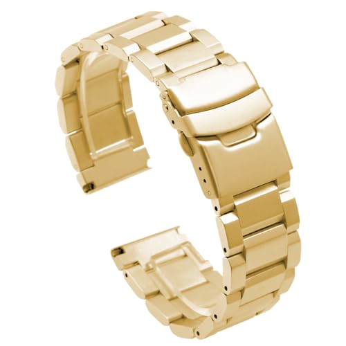 Image of Juntan 18mm 20mm 21mm 22mm 24mm 26mm Classic Stainless Steel Watch Band Silver Black Grey Blue Gold Brushed Metal Watch Strap for Women Men Watch Replacement Band Double Buckle