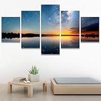 SIGNWIN 5 Panel Canvas Wall Art Modern Art Astronomy & Space Cosmic Decorative Elements Dramatic Multicolor Photography for Home Decorations Ready to Hang - 60