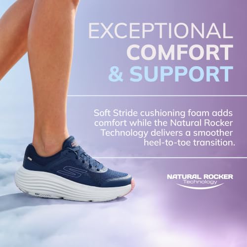 Skechers Max Cushioning Endeavour Canova Baskets pour femme, Bleu marine/rose, 39 EU
