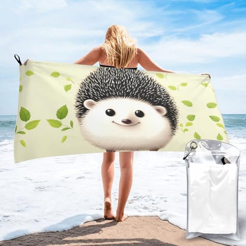 Serviette de plage microfibre douce motif hérisson séchage rapide 80x160 cm - 2