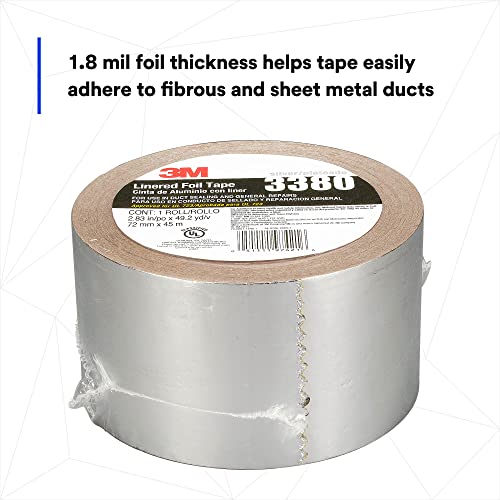 3M Aluminum Foil Tape 3380, Silver, 72 Mm X 45 M, 3.25 Mil #TOP3