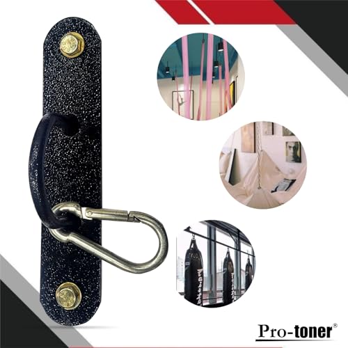 Image of Protoner Wall Mount Hook with Mounting Plate, Heavy-Duty Metal Snap for Battle Rope, Punching Bag Hanger, Boxing Bag, Hammock, Swing, Black