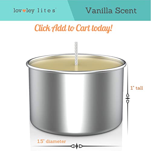 Lovley Lites Soy Tealight Candles Vanilla - 36 Premium Long Burning 1 Inch Tall Tea Lights Candles, Vanilla Scented With Essential Oils + Glass Candle Holder #TOP3