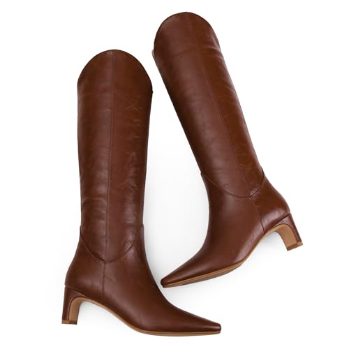 Knee High Boots for Women Square Toe and 2 IN Block Low Heel Boots Womens Fashion Long Boots2