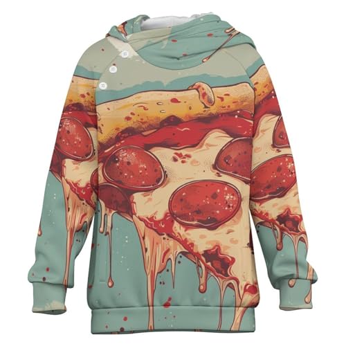 Pizza PepperoniChildren's Raglan Sleeve Hoodie, Suitable for Home And Outdoor Use8-9Y