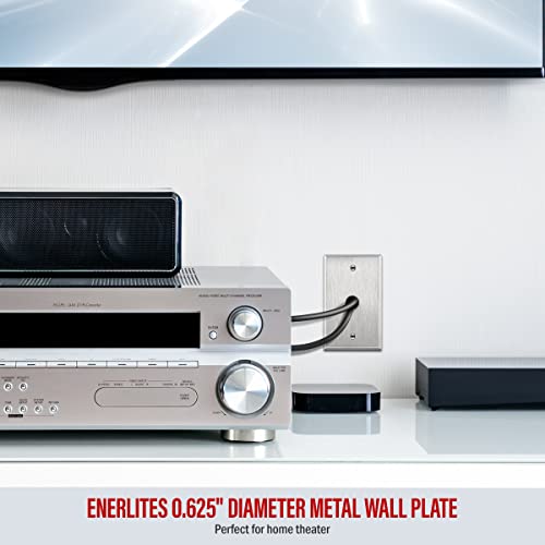 Image of ENERLITES 0.625 inch Diameter Hole Metal Wall Plate, Size 4.50 inch x 2.76 inch Silver