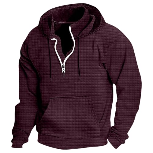 Sudadera con capucha y cremallera para hombre chaqueta de manga larga color vino talla L