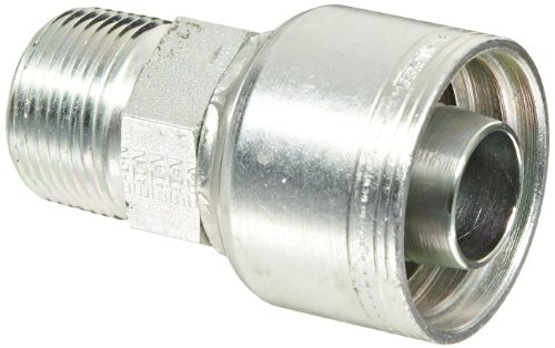 Image of Aeroquip 1AA8MP8 Carbon Steel Global TTC (Thru the Cover) Crimp Hose Fitting Male Pipe, Straight, 1 /2 inch Hose ID, 1 /2 inch - 14 Thread