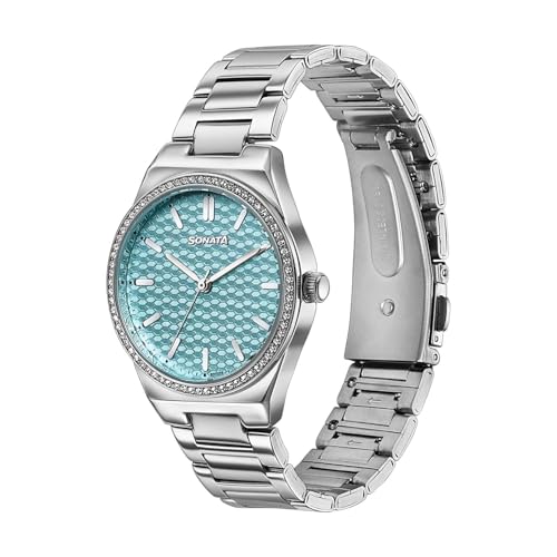 Image of Sonata Jashn with Quartz Analog Lt. Blue Dial Silver Strap Women's Wedding Watch - 87120SM01
