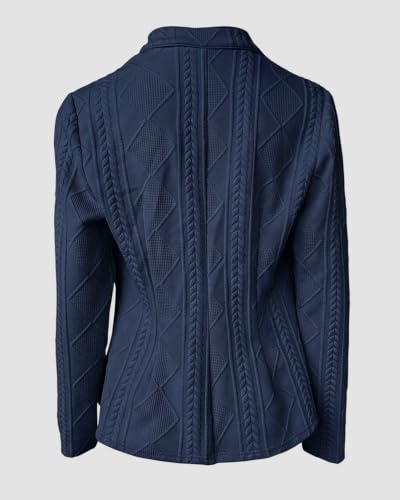 Image of CHICME Women's Argyle Cable Knit Cropped Jacket | Metal Button Front, Stand Collar Detail, Lightweight Cardigan Style, Long Sleeve Design, Fall Layering, Casual Office Wear
