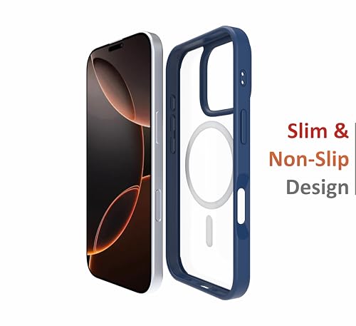 Image of for iPhone Case 16 Pro Max with Mag-Safe, [Anti-Yellowing Technology] [Military Grade Drop Protection] Shockproof Slim Hybrid Phone Case for iPhone 16 Pro Max- Indigo Blue