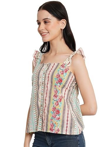 Image of FABRIC FITOOR Women's Cotton Sleeveless Off-White Color Short Crop Top