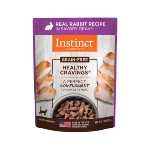 Instinct Healthy Cravings Natural Wet Cat Food Topper, Grain Free Recipe - Real Rabbit, 3 oz. Pouches (Pack of 24)