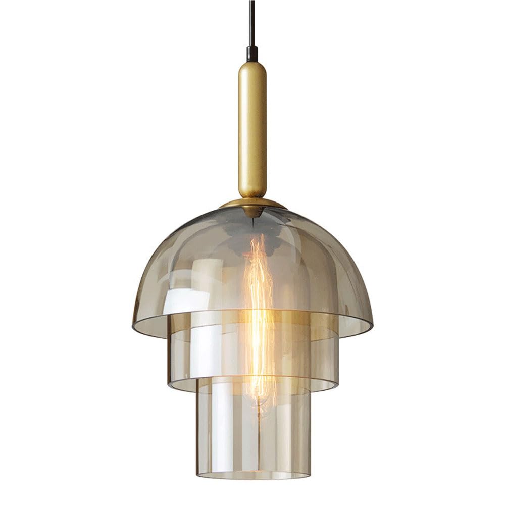 HYJAUSXB Nordic Style Chandeliers, Flush Mount Hanging Light, Creative Three -layer Glass Pendant Light Lampshade, E27 Source Single Head Lamp, Restaurant Balcony Decoration Lighting Fix