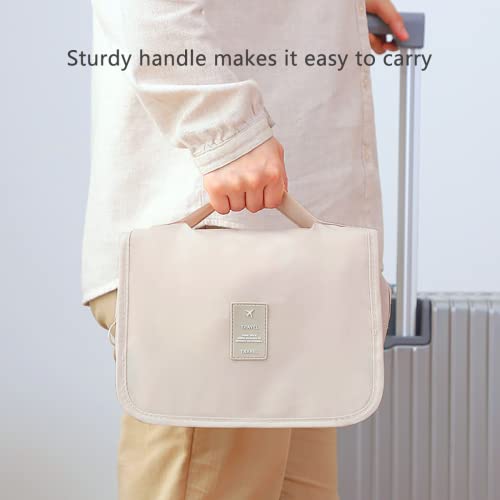 Imcuzur Hanging Travel Toiletry Bag For Women, Water-Resistant Makeup Bag Cosmetic Organizer For Traveling Accessories Toiletries (Beige) #TOP5