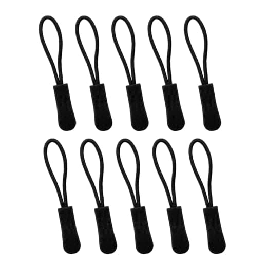 YZSFIRM 10Pcs Replacement Zipper Pulls Black Zipper Pull Cord Extender for Backpacks, Jackets, Luggage, Purses, Handbags