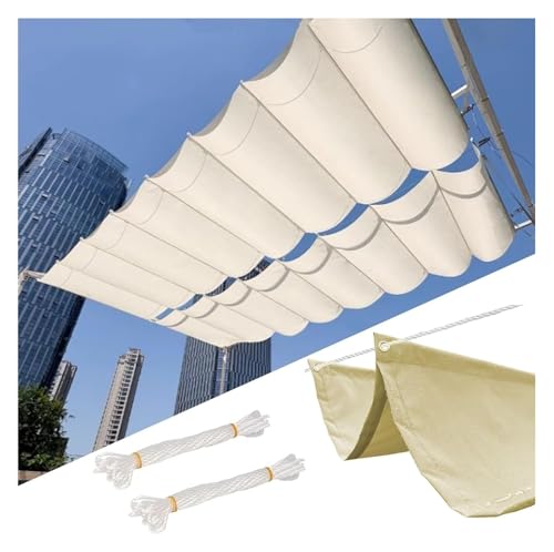 Retractable Outdoor Pergola Shade Canopy - U-Shaped Wave Awning Cover for Garden Porch Beach Pavilion Grill and Gazebo - Slide Design & Easy Installation