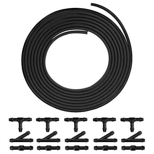 300cm Windshield Washer Hose Set, Rubber Universal Wiper Hose, Car Windshield Pipe, Windscreen Fluid with 15 Y I T Type Connectors, Windscreen Tube Connecting Car Water Pump Nozzle