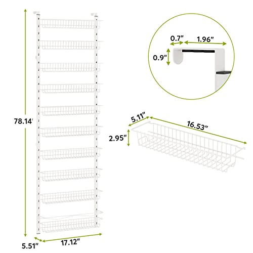 1Easylife Over The Door Pantry Organizer, 10-Tier Adjustable Baskets Pantry Organization, Metal Door Shelf With Detachable Frame, Space Saving Hanging Spice Rack For Kitchen Pantry Bathroom, Off White #TOP6