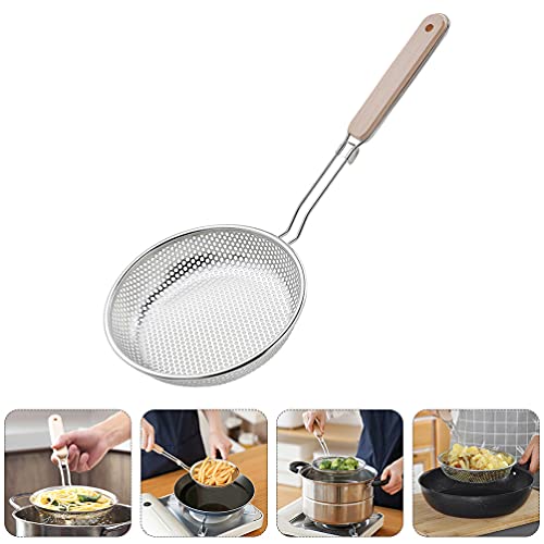 Hemoton Escumadeira de alimentos de aço inoxidável, colher ranhurada, macarrão, rede de macarrão, co