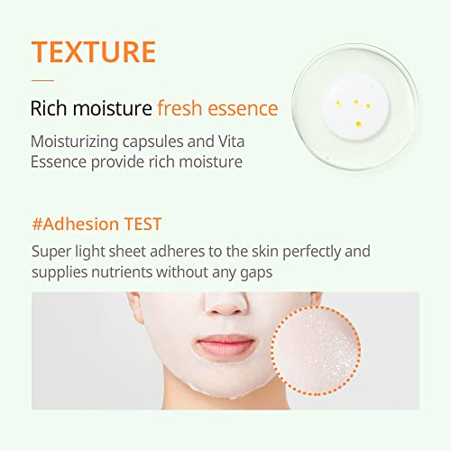 JMsolution Glory Aqua Tocopherol Vitamin C Facial Mask -Hyaluronic acids-Vitamine C, E -Moisture Hydrating elasticity care skin vitality for all skin type- Korean Skin care