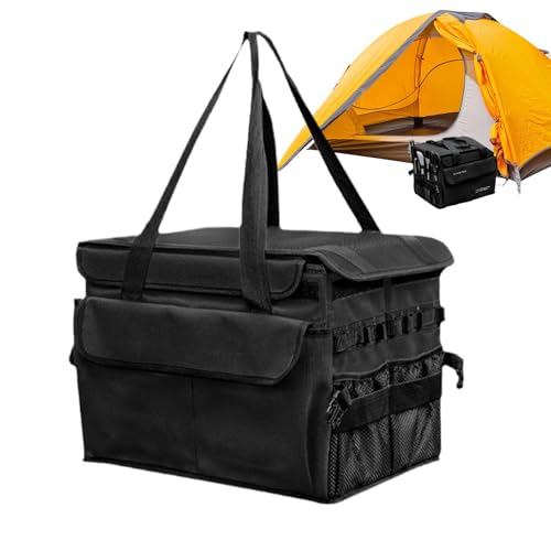 Bolsa de mano para camping, bolsa de herramientas de 30 L con compartimentos y bolsillos laterales, organizador portátil para camping, viajes, picnic, garaje, cajuela, Atributo único, Refer to