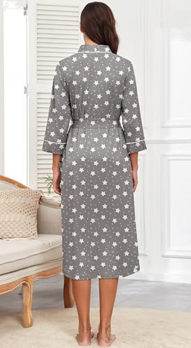 Image of PrinStory Womens Robe Long Knit Bathrobe Lightweight Soft Robes Ladies Bath Robe