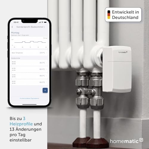 Homematic IP Smart Home Heizkörperthermostat - kompakt, digitaler Thermostat Heizung, Heizungsthermostat, Steuerung per App, Alexa & Google Assistant, einfache Installation, Energie sparen, 155648A0